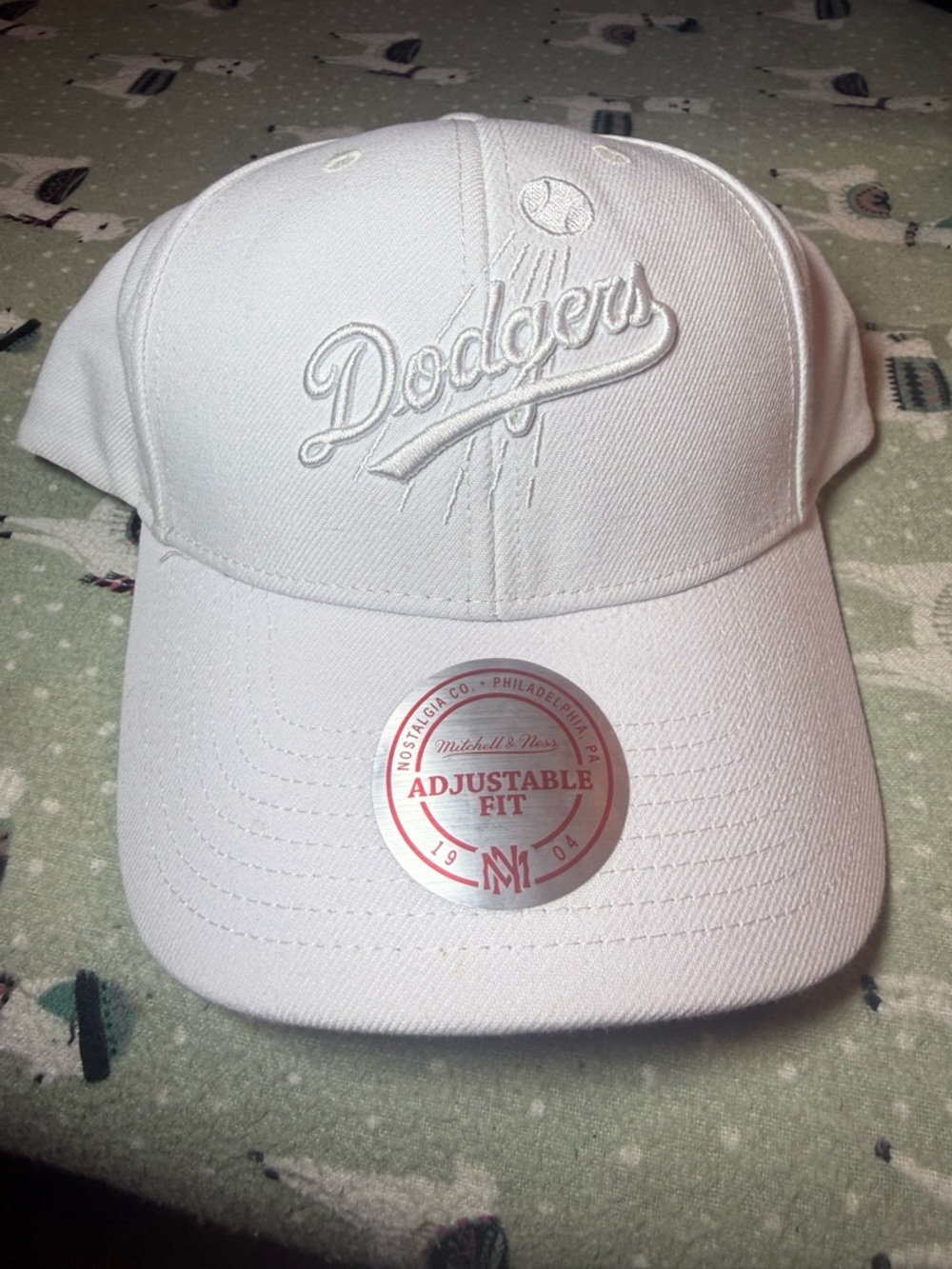 Mitchell & Ness LA Dodgers White Snapback Hat MLB All White Adjustable Cap
